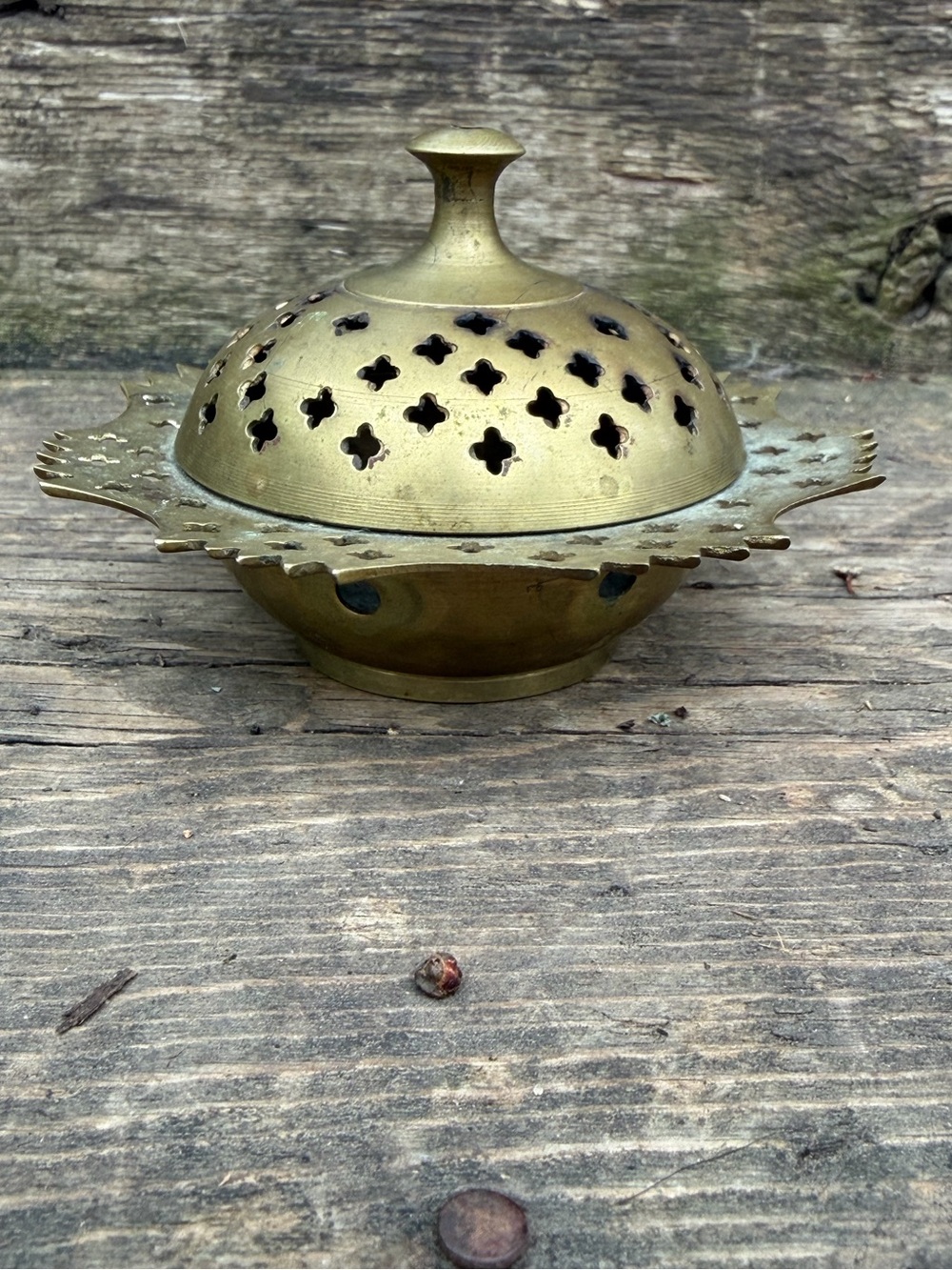 Brass Decorative Incense Burner - Gold Toned Home Accent Made in India